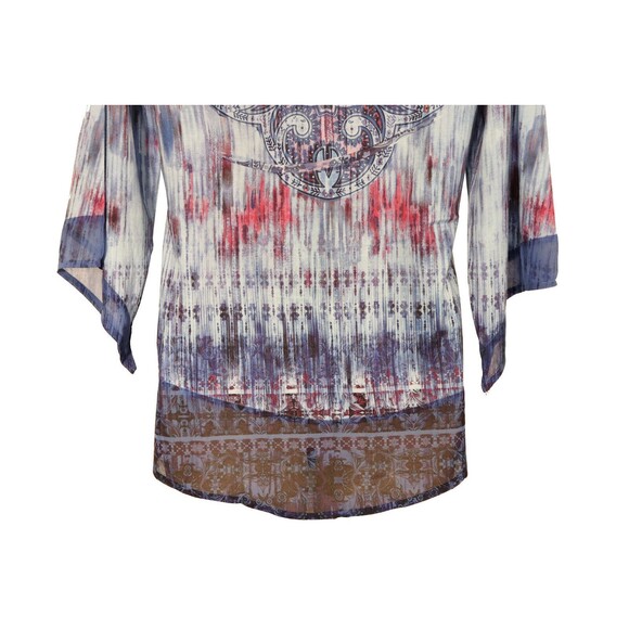 Unity World Wear Womens Sublimation Shirt S Small Blue Lace 3/4 Sleeve Colorful - Picture 7 of 10